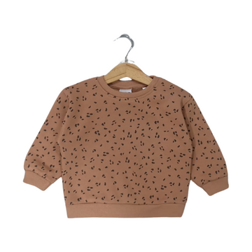 BROWN CHEETAH PRINT FLEECE FABRIC SWEATSHIRT
